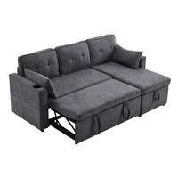 SCHLAFSOFA 211/130 cm in Grau – mit Stauraum und austauschbarer Chaiselongue - Grau, Textil (130/86/211cm) - BEAOK