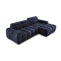 ECKSOFA OMBO 285x168x77/97 cm, Rechts, Schlaffunktion, elektr. Sitz, Kopfstützen, hydrophober EDEN-Stoff – Dunkelblau - Dunkelblau, Holz/Textil (285/168cm) - DomoHome