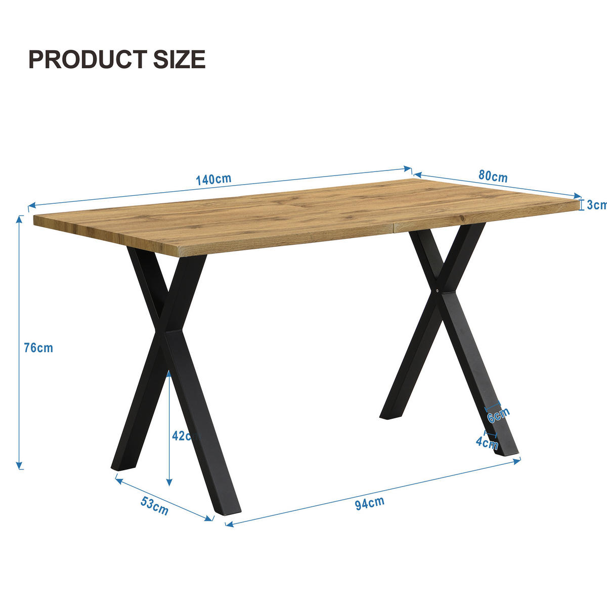 NÍZKÁ komoda 140/80/76 cm s křížovou podnoží, moderní minimalistický styl, Dub - barva dubu, kompozitní dřevo (140/80/76cm) - Redom
