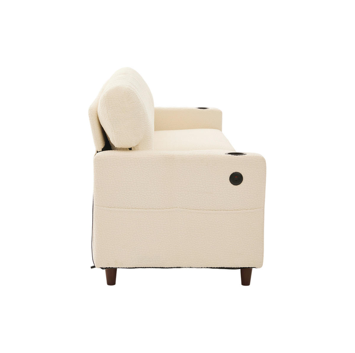 2-SITZER-SOFA aus Chenille 203x77,5x86 cm Beige mit USB-C, LED-Beleuchtung, Getränkehaltern und Seitentaschen - Beige, Textil (77.5/86/203cm) - Modfu