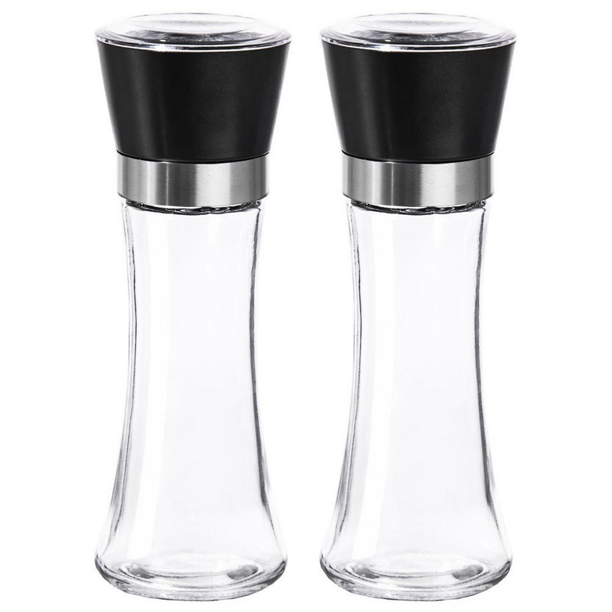 GEWÜRZMÜHLE-SET Schwarz Transparent - Schwarz, Glas (6.5/18.5/6.5cm) - Orion 