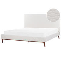 POLSTERBETT mit Lattenrost 180x200 cm Weiß Bayonne - Creme, Textil (180/200cm) - Beliani