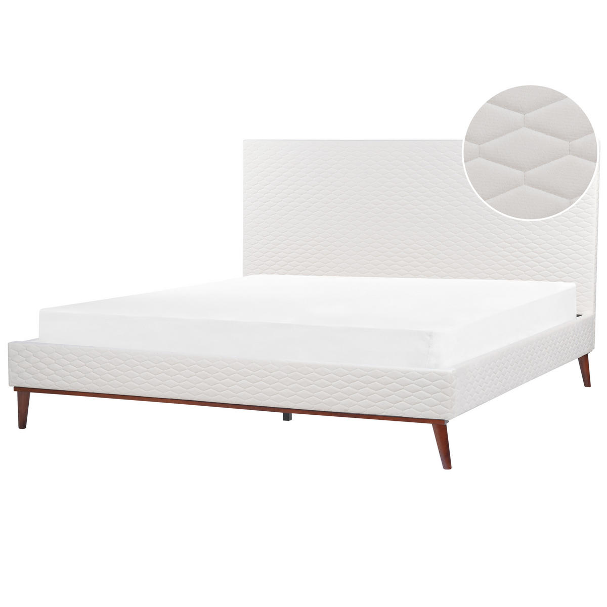 POLSTERBETT mit Lattenrost 180x200 cm Weiß Bayonne - Creme, Textil (180/200cm) - Beliani