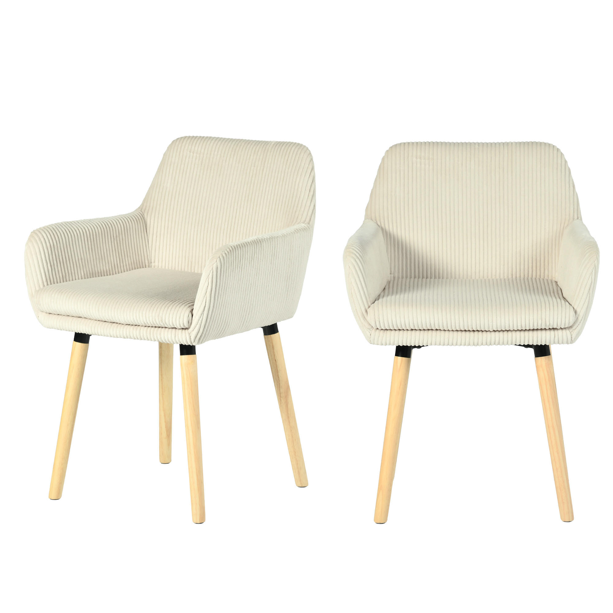 ESSZIMMERSTUHL 2er Set in Beige mit Cord-Optik - Beige, Textil (54/77/53cm) - Meubles Cosy