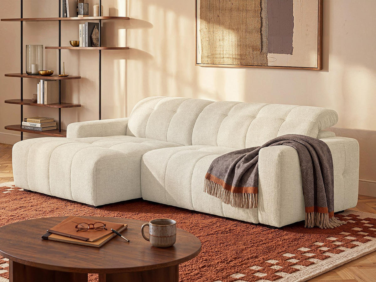 RELAXSOFA - 3 Personen - stoff - beige Clemiga - Beige, Textil (264/83/159cm) - Vente-Unique