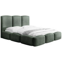 POLSTERBETT Harmony mit Bettkasten, Salbeigrün Boucle 160x200 cm - Salbeigrün/Birkefarben, Holzwerkstoff/Kunststoff (160/200cm) - WFL GROUP