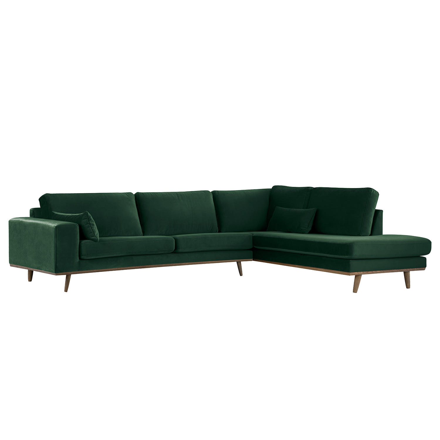 ECKSOFA mit Ottomane - Eichefarben/Grün, Eichenholz/Textil (287/219cm) - home24