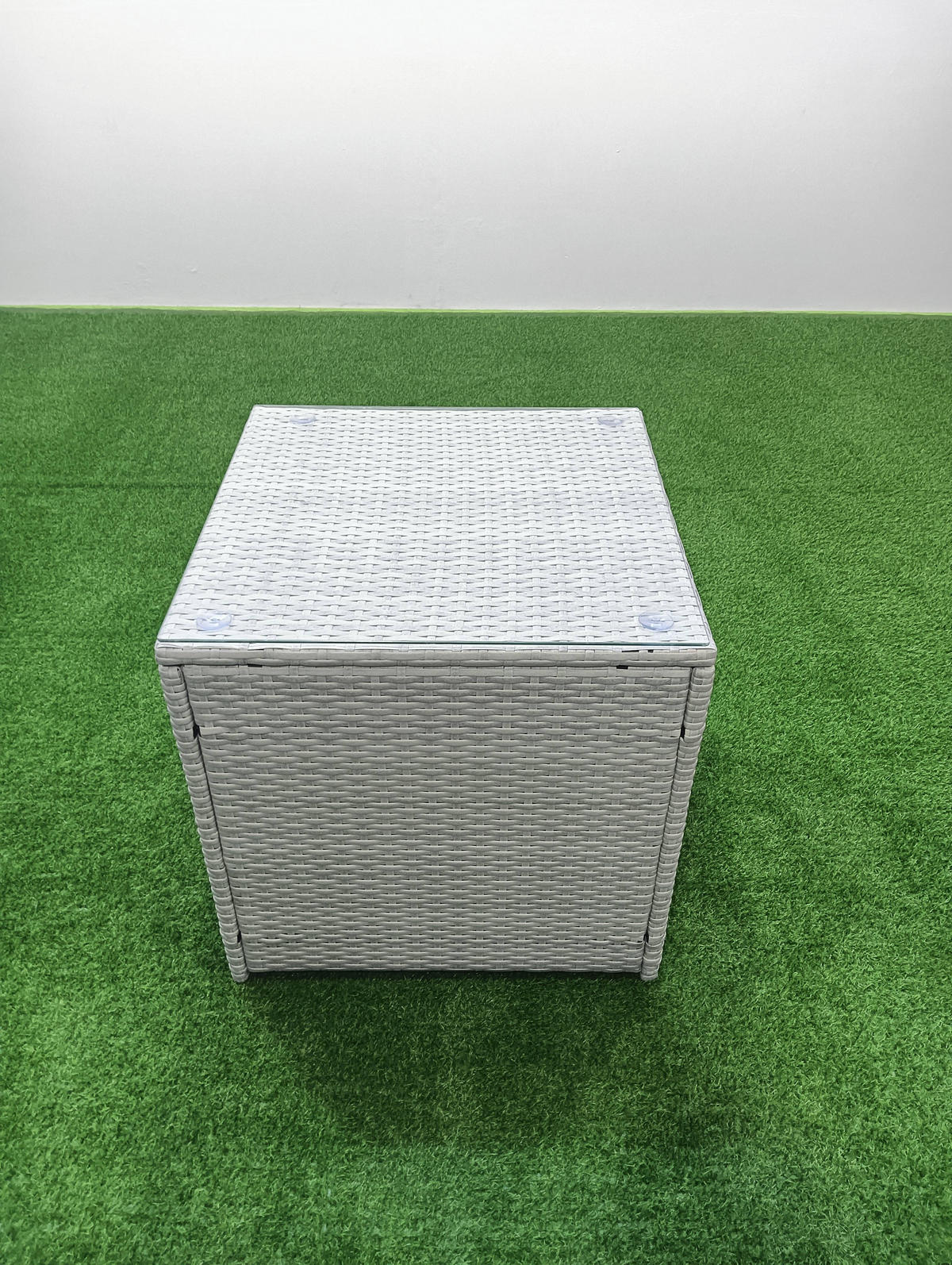 GARTENMÖBEL-SET mit Kissen Polyrattan Hellgrau-Mix 6-Sitzer - Hellgrau/Grau, Glas/Kunststoff - Fimous