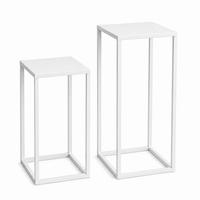 DANDIBO Blumenhocker Metall Weiß Eckig Blumenständer Beistelltisch 96482 2er Set Blumensäule Modern Pflanzenständer Pflanzenhocker - Weiß, Metall (23/60/23cm) - DanDiBo