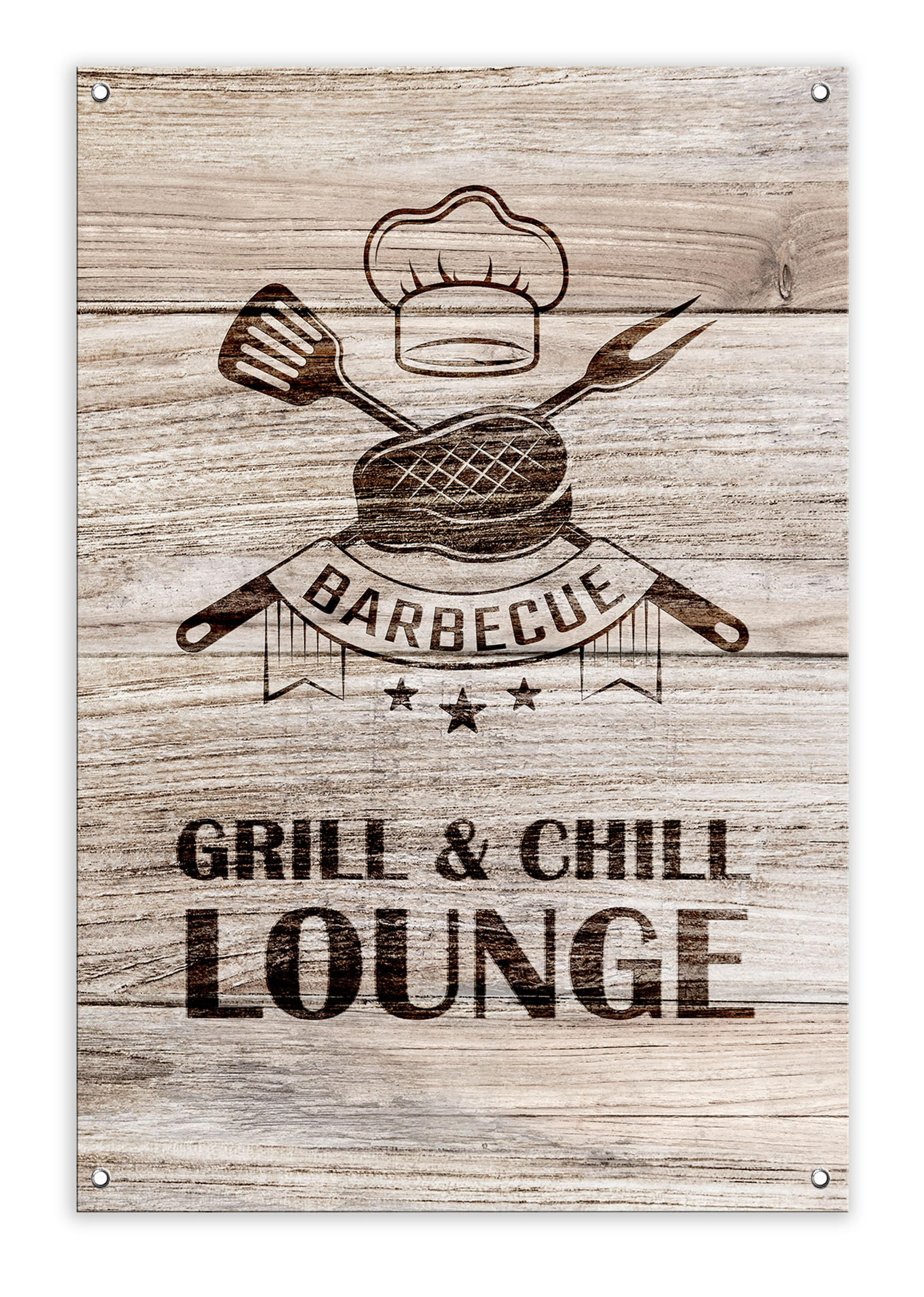 GARTEN-POSTER 90x60 cm Grill & Chill - Beige, Kunststoff (60/90/2cm) - artissimo