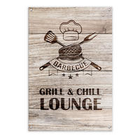 GARTEN-POSTER 90x60 cm Grill & Chill - Beige, Kunststoff (60/90/2cm) - artissimo