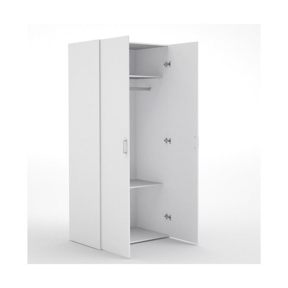 GARDEROBENSCHRANK weiß - Weiß, Holzwerkstoff (78/175/49cm) - ebuy24