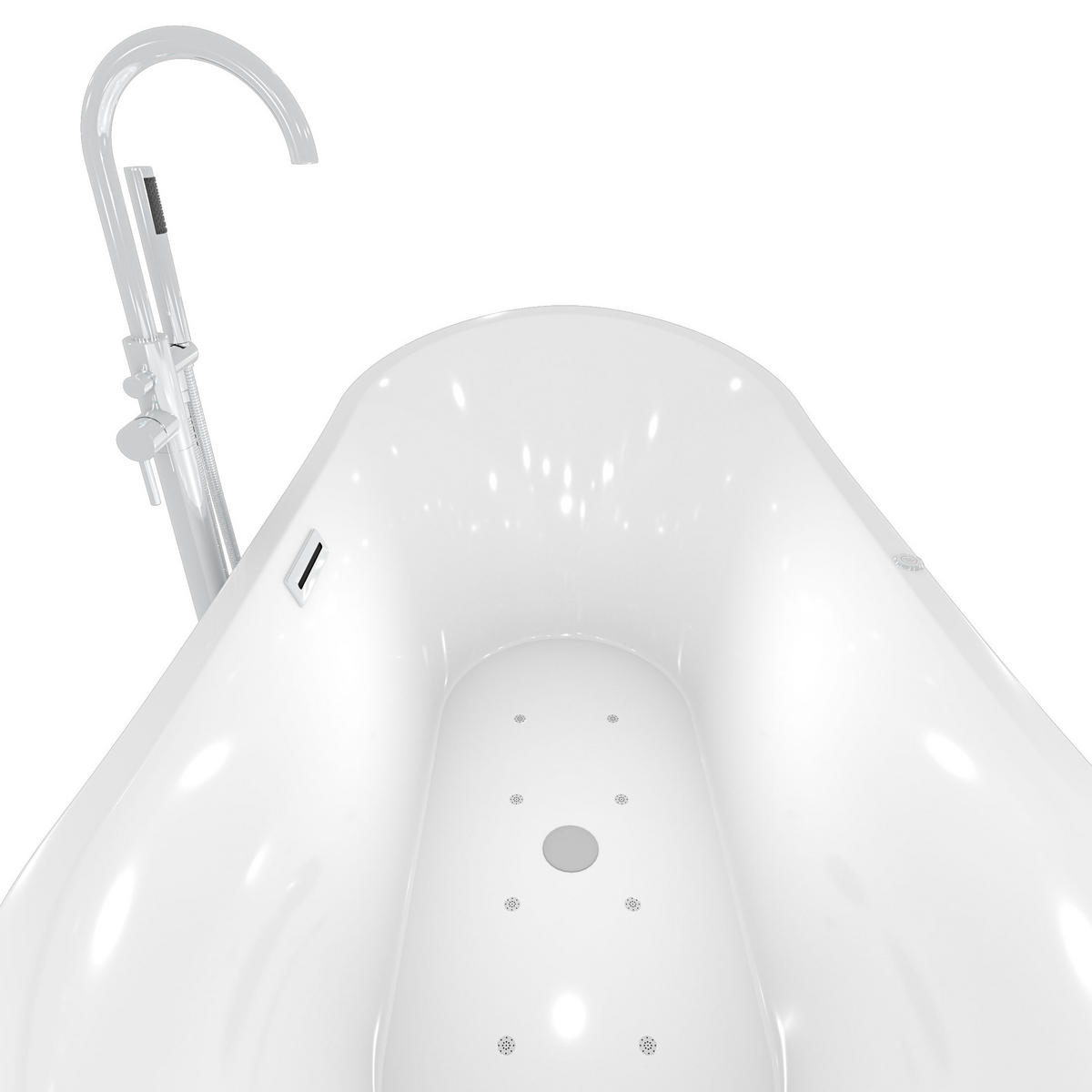 FREISTEHENDE Badewanne Wanne F13 180x92cm Whirlpool Armatur AF02 - Weiß, Glas/Kunststoff (80/72/180cm) - AcquaVapore by Sandra Jentho