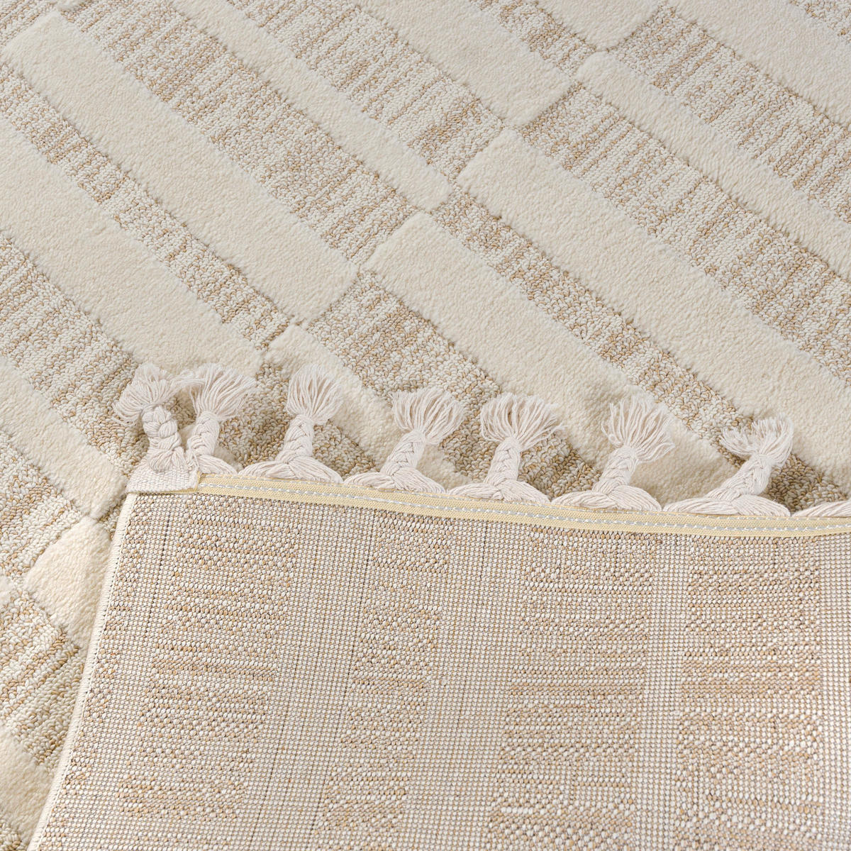 TEPPICH Beige Geometrisch, Moderne 250 x 350 cm - Sandfarben/Beige, Textil (250/350cm) - Mazovia