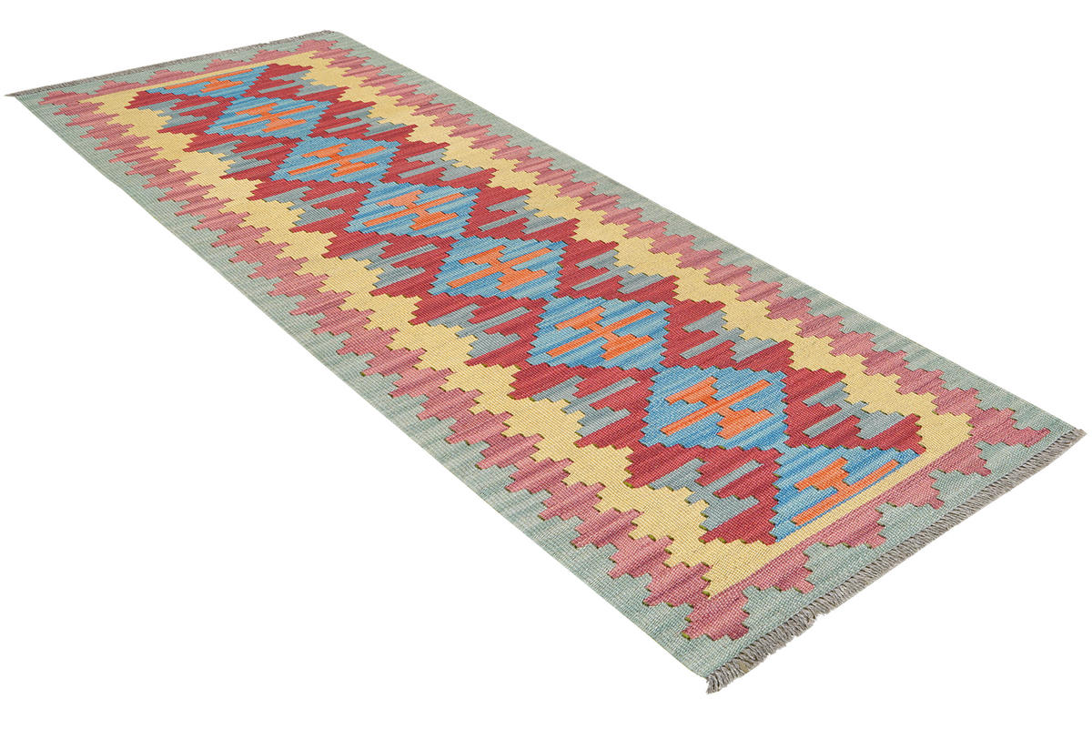 HANDWEBTEPPICH Kelim Gashgai Rot 195/59 cm Schurwolle - Rot, Textil (59/195cm) - Looma