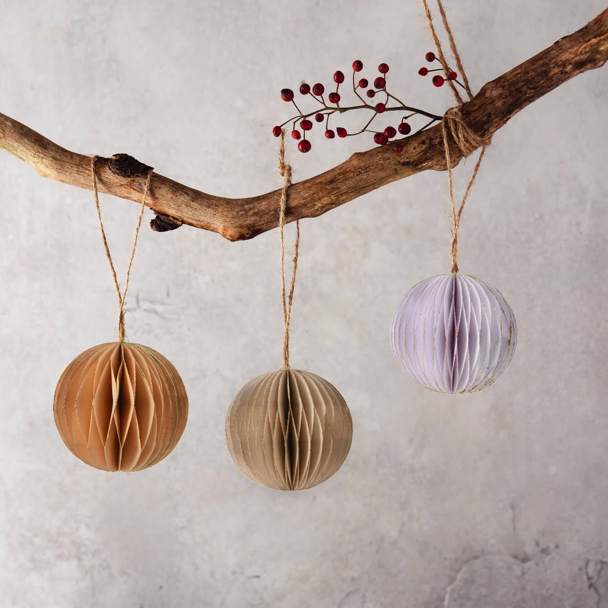 BAUMORNAMENTE SET, 12 pieces Mehrfarbig 8/8/8 cm - Multicolor, Papier (8/8/8cm) - Mobili Rebecca