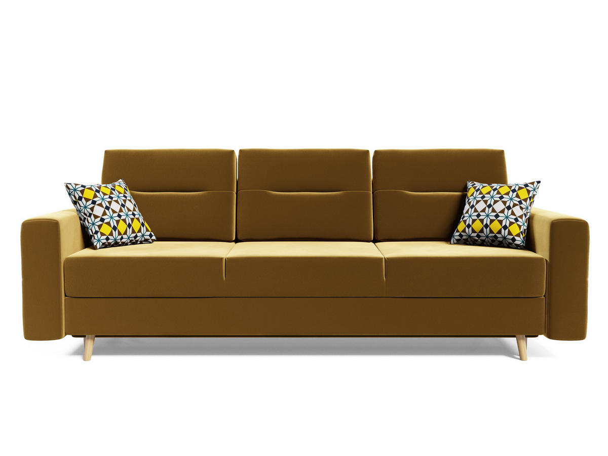 SOFA Bergen mit Schlaffunktion - Gelb/Goldfarben, Textil (234/90/95cm) - SIMKAM Furniture