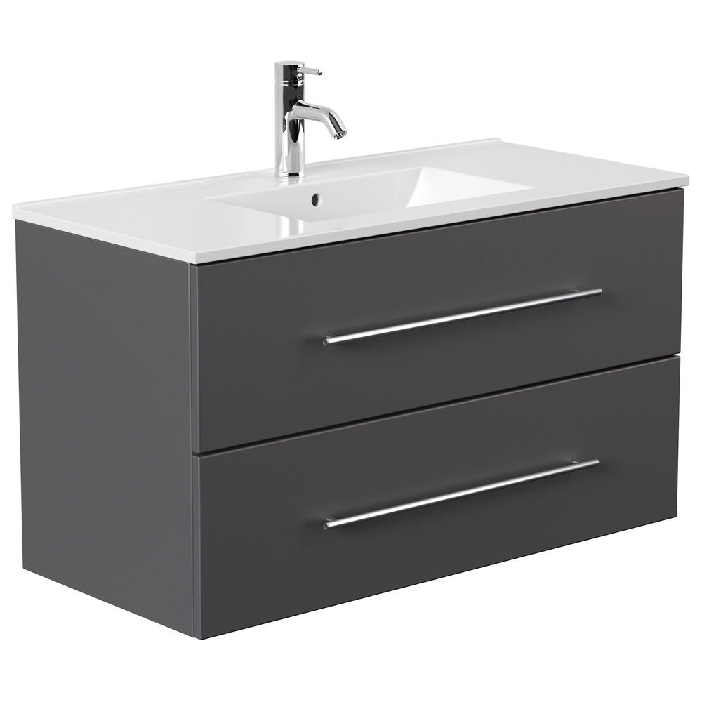 WASCHTISCH Hella-02 - Anthrazit, Holzwerkstoff (100/54/46cm) - Lomado