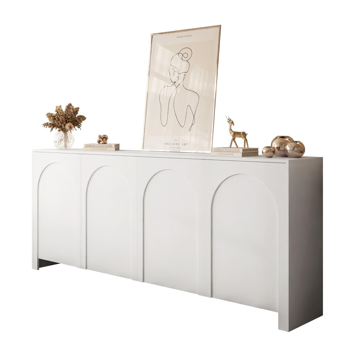 SIDEBOARDS ARIADNA weiß viertürig - Weiß, Holzwerkstoff (204/83/35cm)