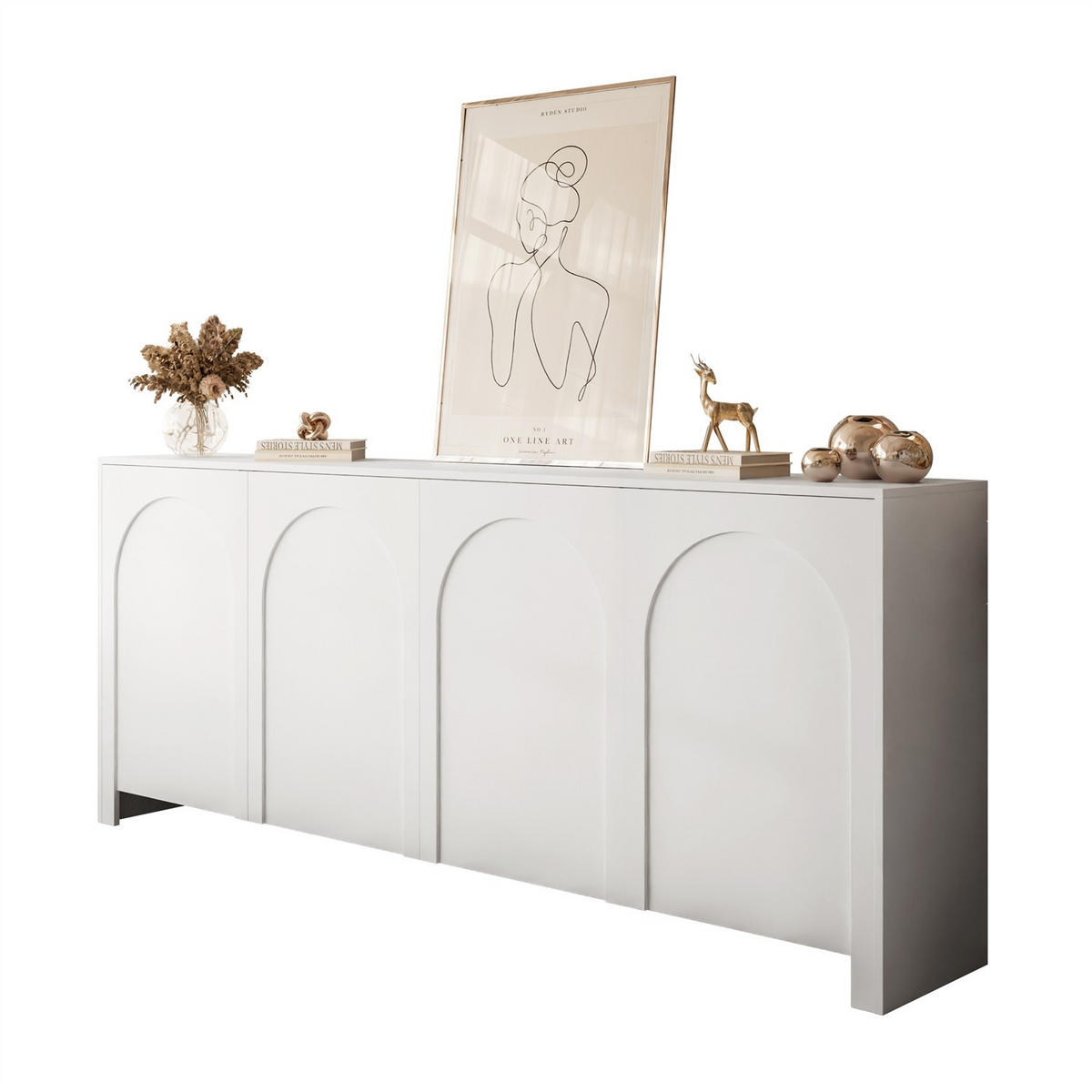 SIDEBOARDS ARIADNA weiß viertürig - Weiß, Holzwerkstoff (204/83/35cm)