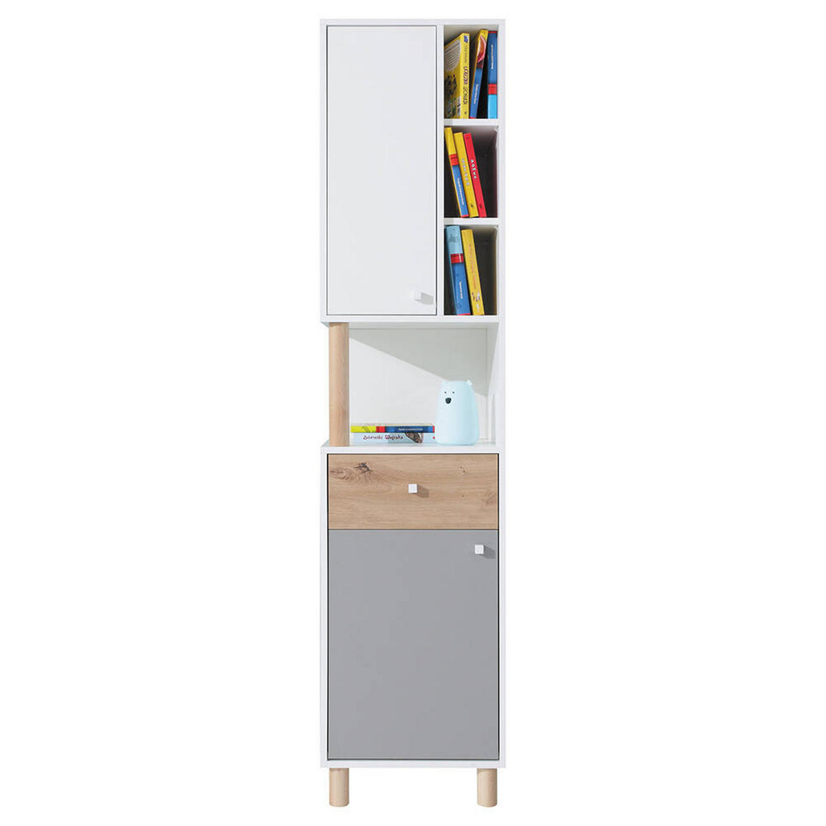 SCHLAFZIMMER Set 5-tlg. – FARO System – Grau / Weiß - Grau, Holzwerkstoff (120/190/50cm) - hi-markt
