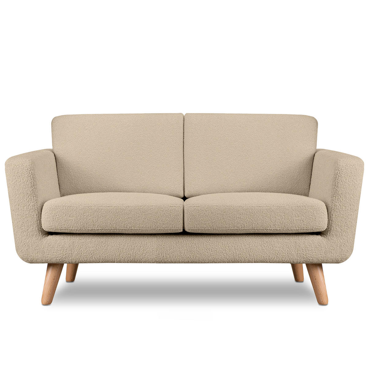 SOFA TAGIO mit Armlehnen, Beige - Beige/Braun, Buchenholz/Textil (153/80/84cm) - KONSIMO®