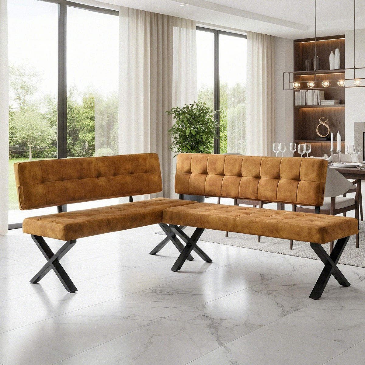 SITZBANK KAREN - Gelb, Metall (135/48/56cm) - B&D Home