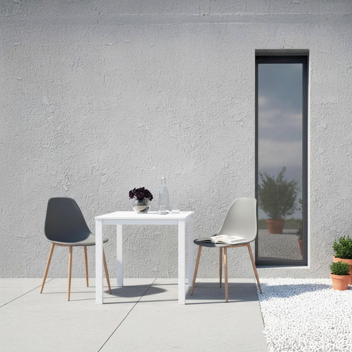 STUHL FÜR DRAUSSEN Nina Grau 45 cm x 80 cm - Grau, Kunststoff (45/80/53cm)