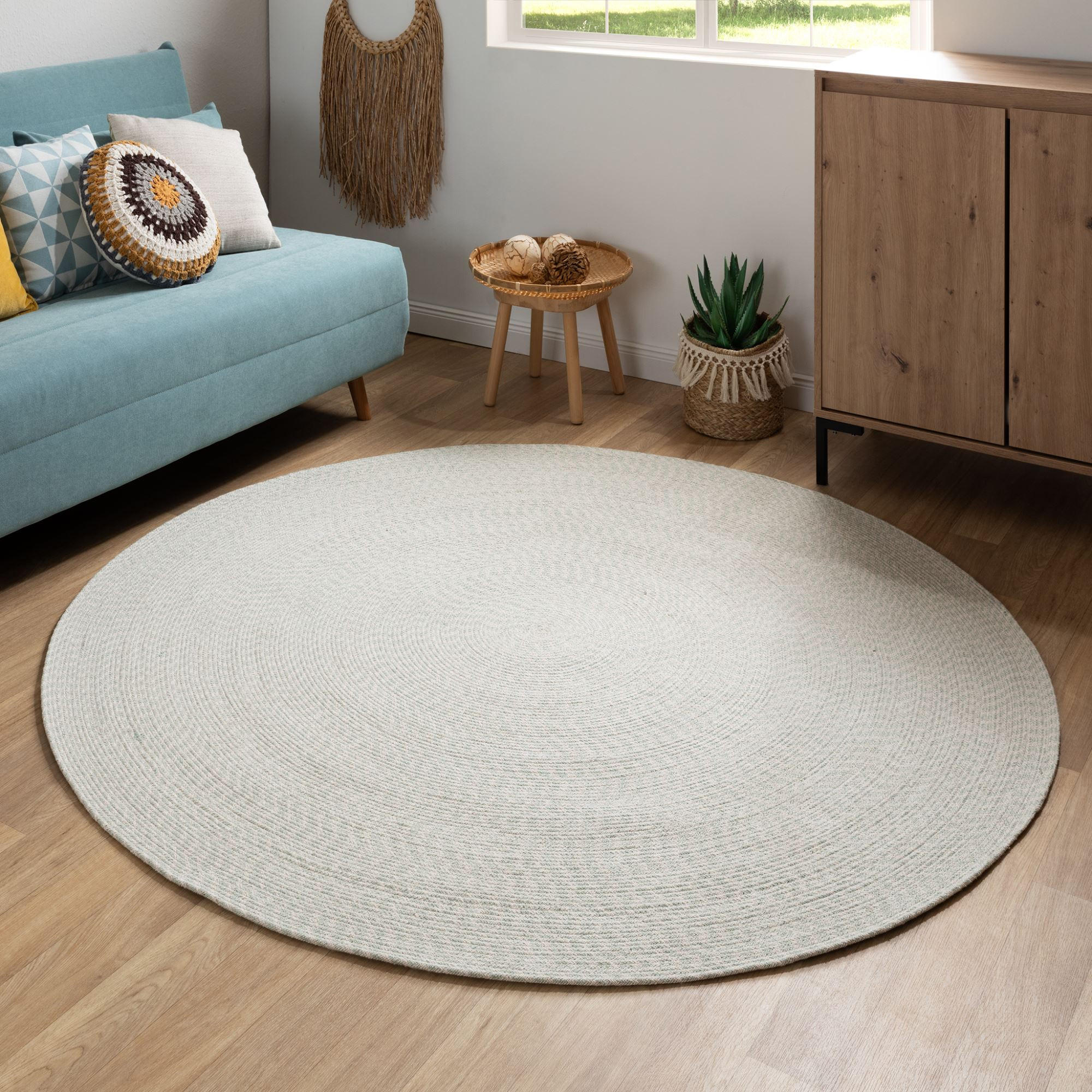 HANDWEBTEPPICH 200/200 cm Bali Plain - Hellgrün, Naturmaterialien (200/200cm) - Steffensmeier