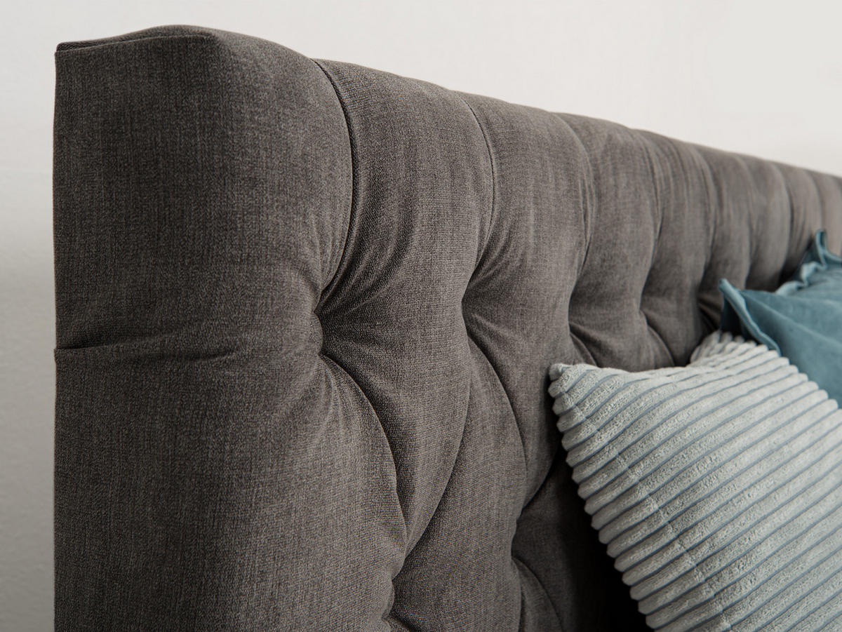 BOXSPRINGBETT London anthrazit 180/200 cm H3/H4 Samt - Anthrazit, Textil (180/200cm) - wonello