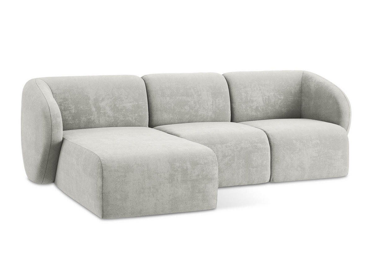 ECKSOFA Links Chenille Stoff Grau - Hellgrau/Schwarz, Holzwerkstoff/Kunststoff (248/166cm) - Makamii