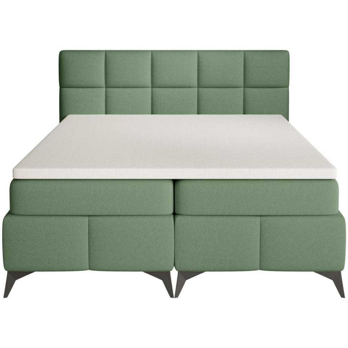 BOXBETT Solido mit Bettkasten 160x200 cm grün - Schwarz/Grün, Textil/Metall (160/200cm) - Beautysofa