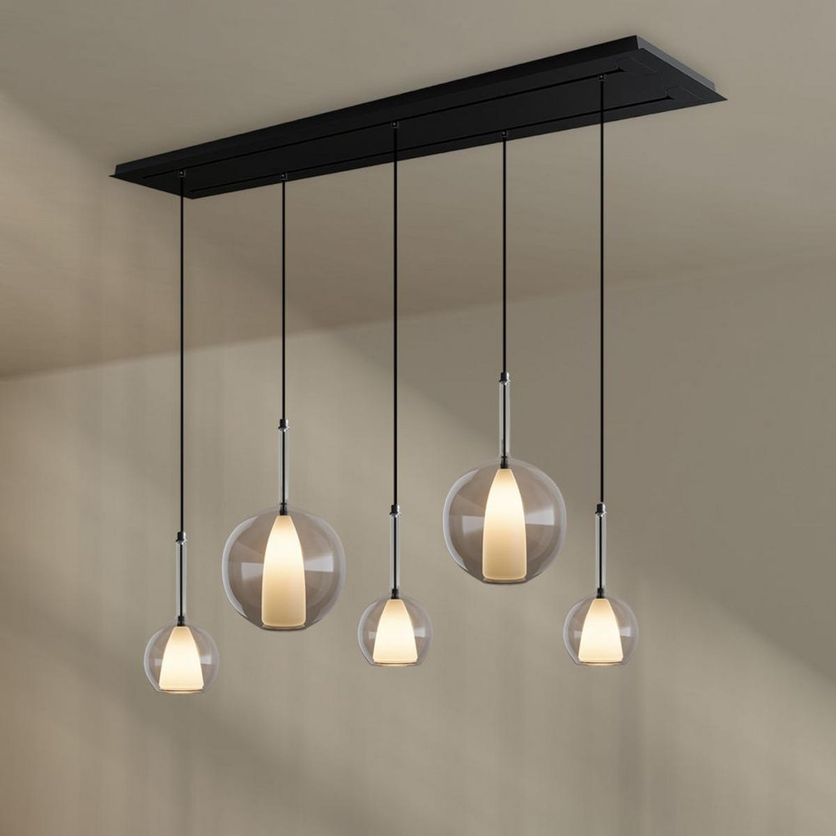 HÄNGELEUCHTE Belluna Rauch - Grau, Glas (24/24/45cm) - s.luce