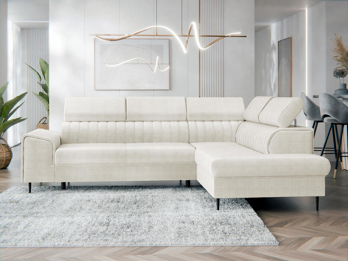 ECKSOFA Kadurin, Seite: Rechts - Creme/Schwarz, Holz/Kunststoff (276/206cm) - MIRJAN24