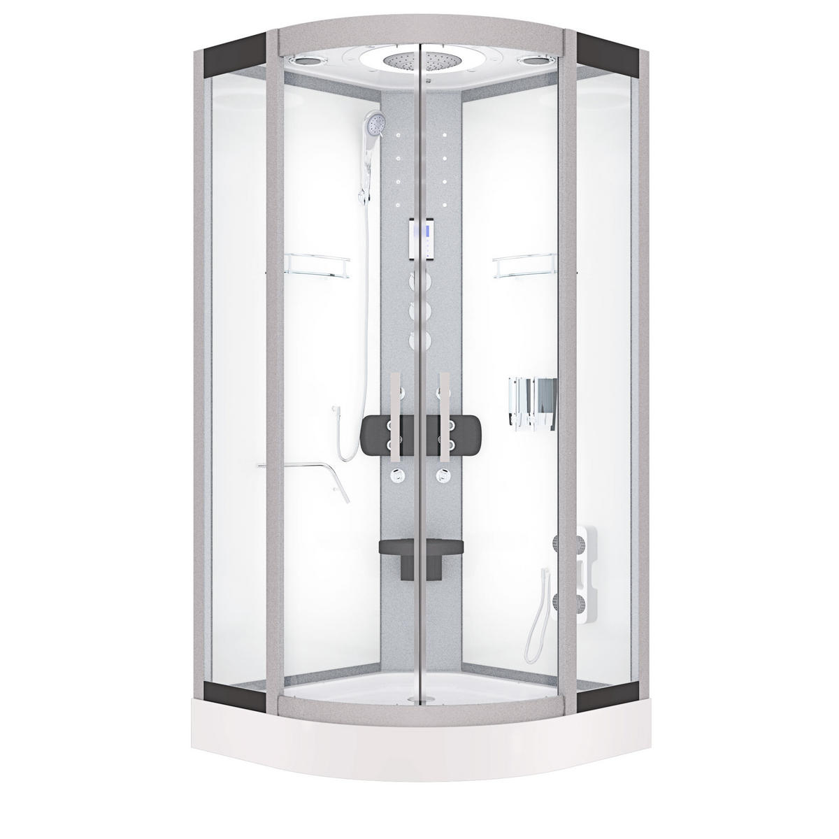 FERTIGDUSCHE Dusche D58-00T1 Weiß 80x80 - Weiß, Glas/Kunststoff (80/80/215cm) - AcquaVapore by Sandra Jentho