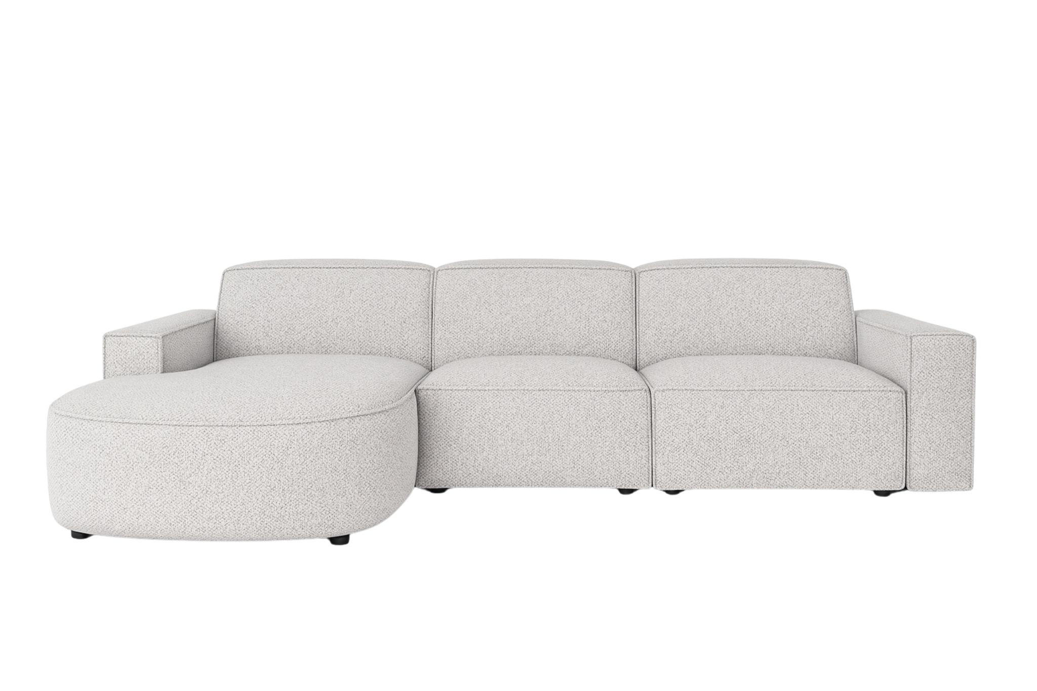 ECKSOFA Cursal Round L-Form, Stoff Artico, Nata, Links - Creme, Holz (284/166cm) - Kaiser Möbel