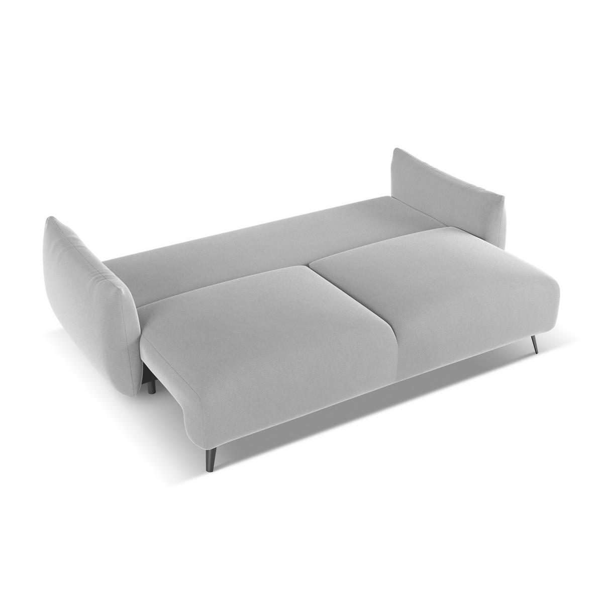 3-SITZER SOFA mit Schlaffunktion Samt Stoff Grau - Schwarz/Grau, Textil/Metall (230/86/105cm) - LaMiaSofa