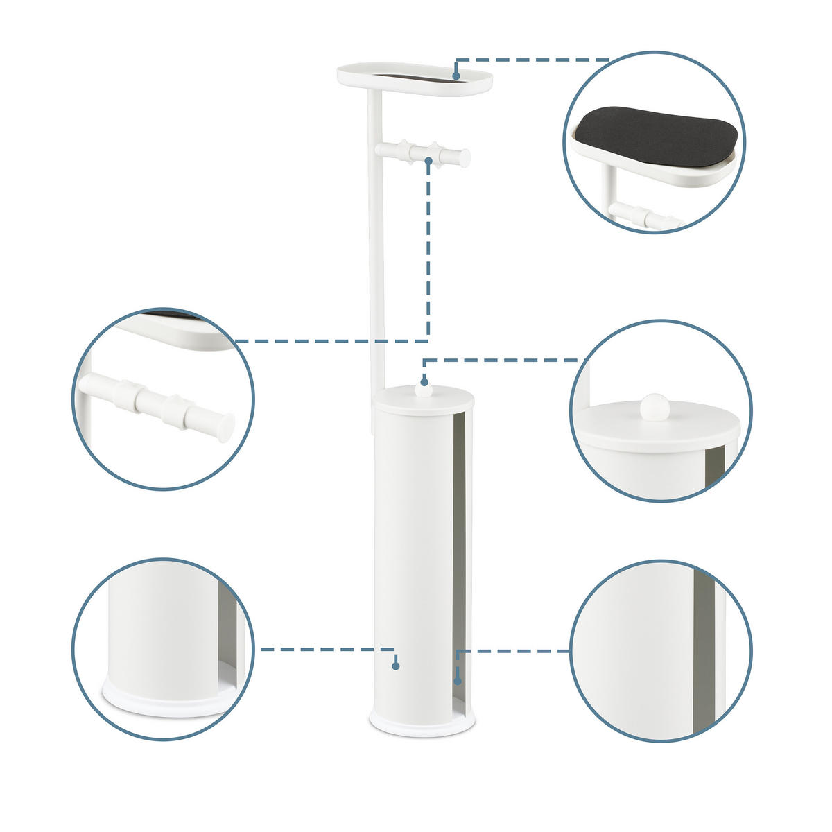 TOILETTENPAPIERHALTER - Weiß, Kunststoff/Metall (22/91/14cm) - Relaxdays
