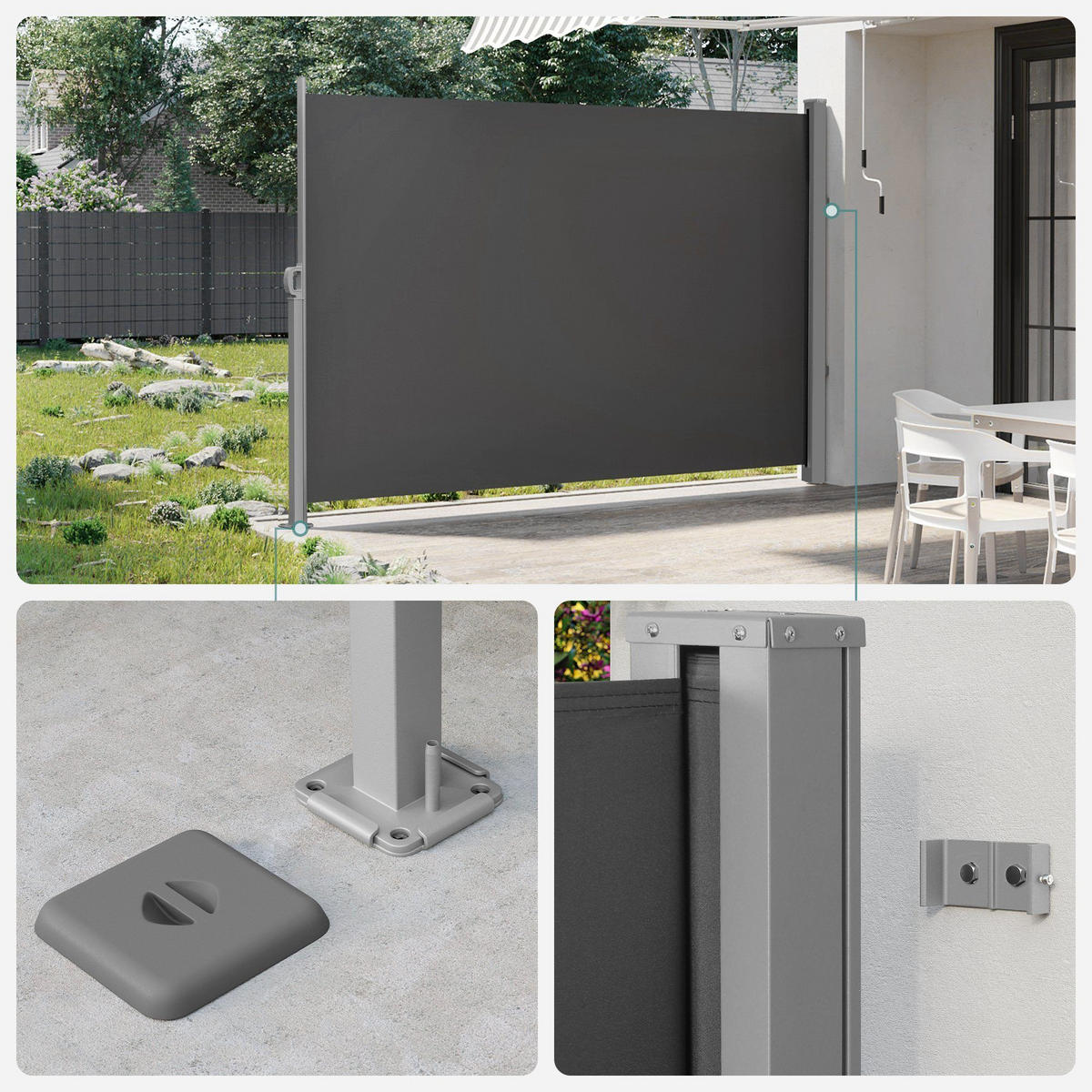 SEITENMARKISE Summer - Dunkelgrau, Metall (450/160cm) - SONGMICS