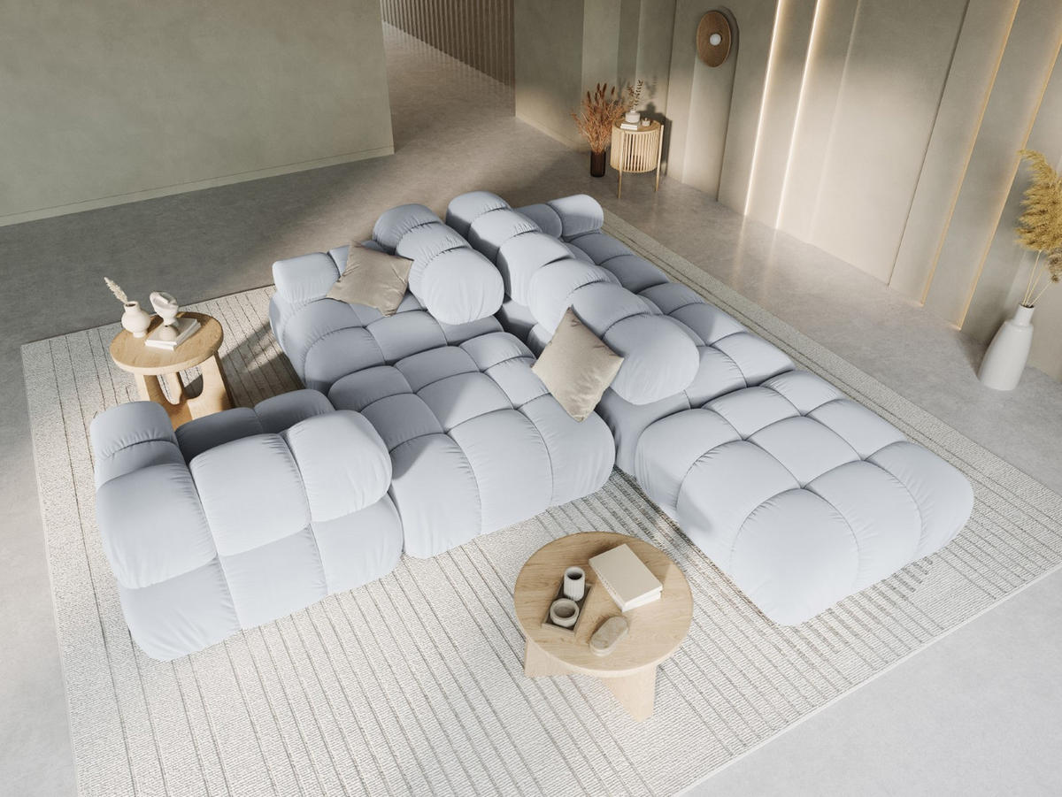 MODULARES-SOFA links Bellis aus Samt hellblau 4 Sitzplätze - Hellblau, Textil (94/63/282cm) - Micadoni