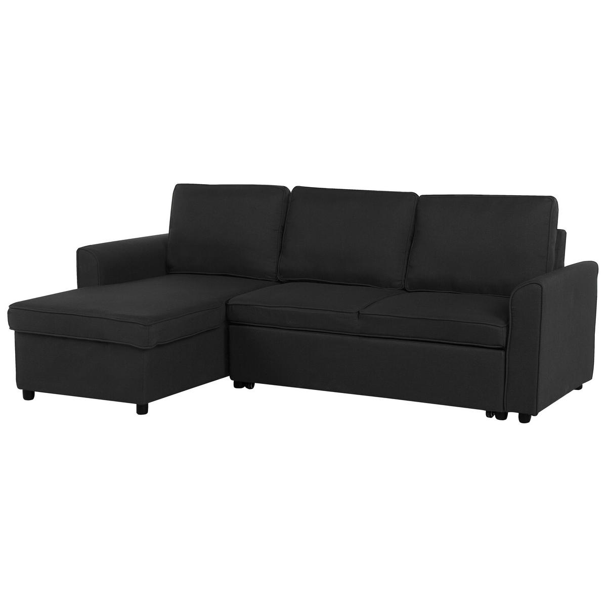 ECKSOFA Polsterbezug Schwarz linksseitig Nesna - Schwarz, Textil (228/145cm) - Beliani