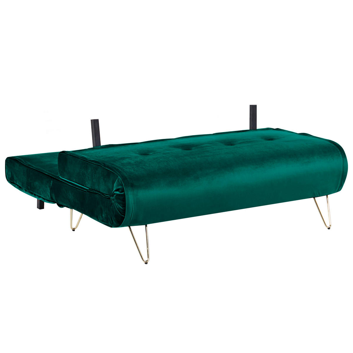 2-SITZER-SCHLAFSOFA Samtstoff Dunkelgrün Vestfold - Dunkelgrün, Textil (130/81/78cm) - Beliani