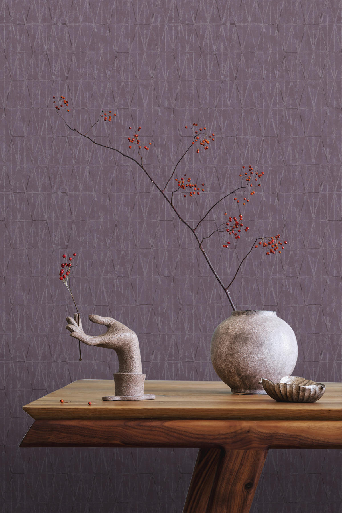 TAPETE grafische Linien 50 x 900 cm - Lila, Papier (50/900cm) - ESTAhome