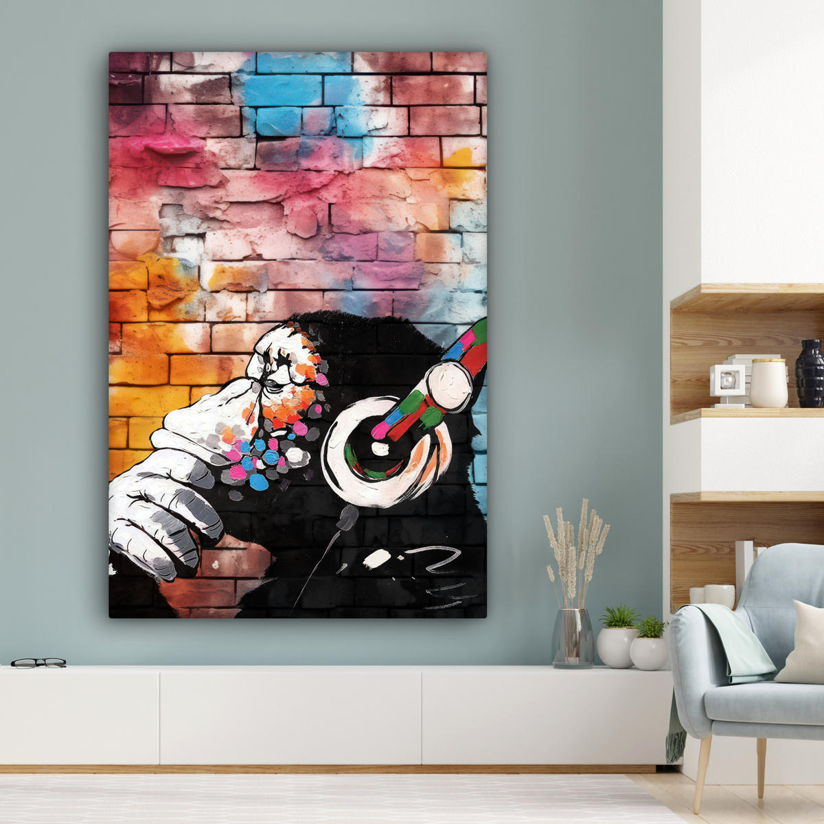 SLIKA NA PLATNU Opica 90x140 cm - večbarvno, tekstil (90/140cm) - MuchoWow