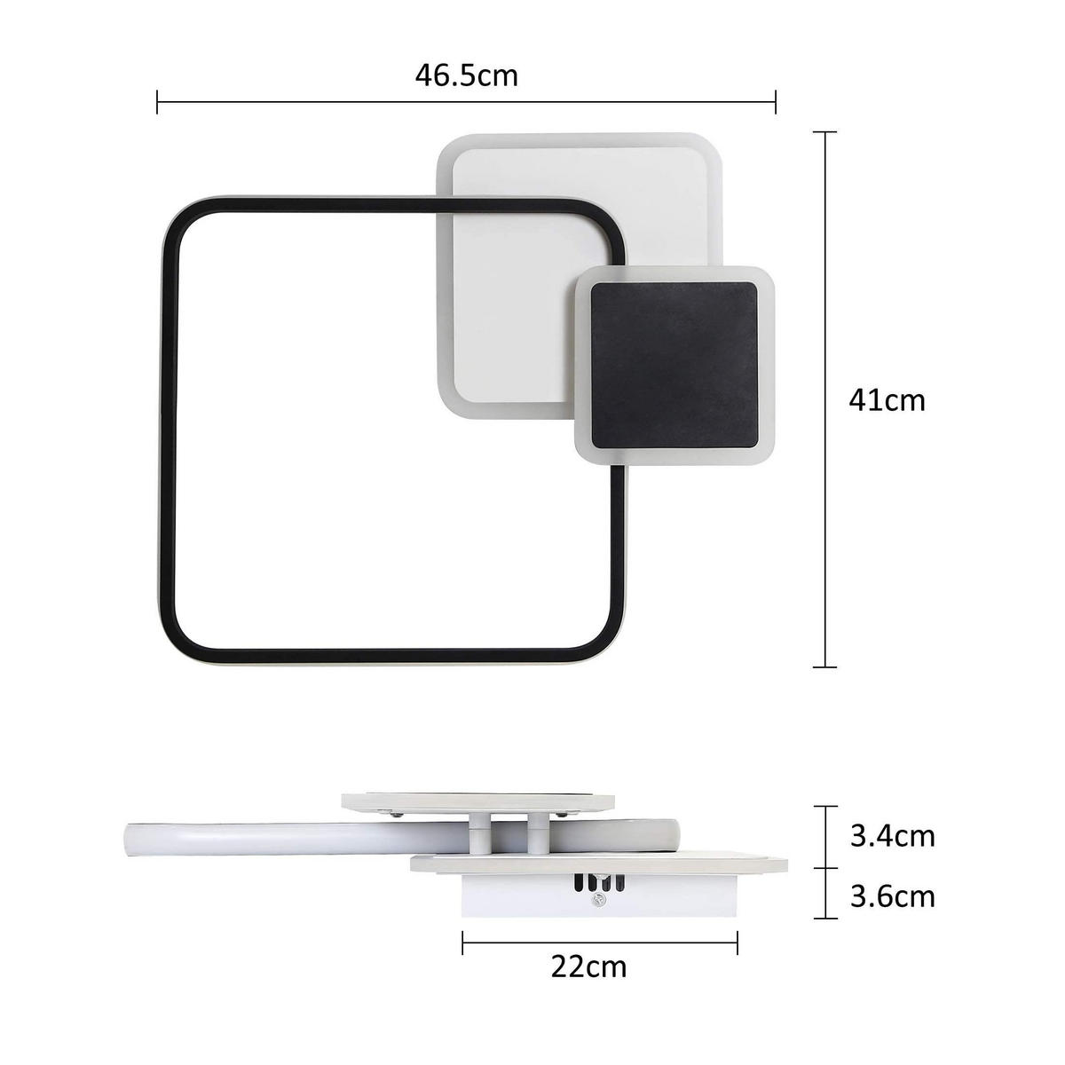 LED-DECKENLEUCHTE Magdalena 47/41/7 cm - Schwarz, Metall (47/41/7cm) - Nettlife