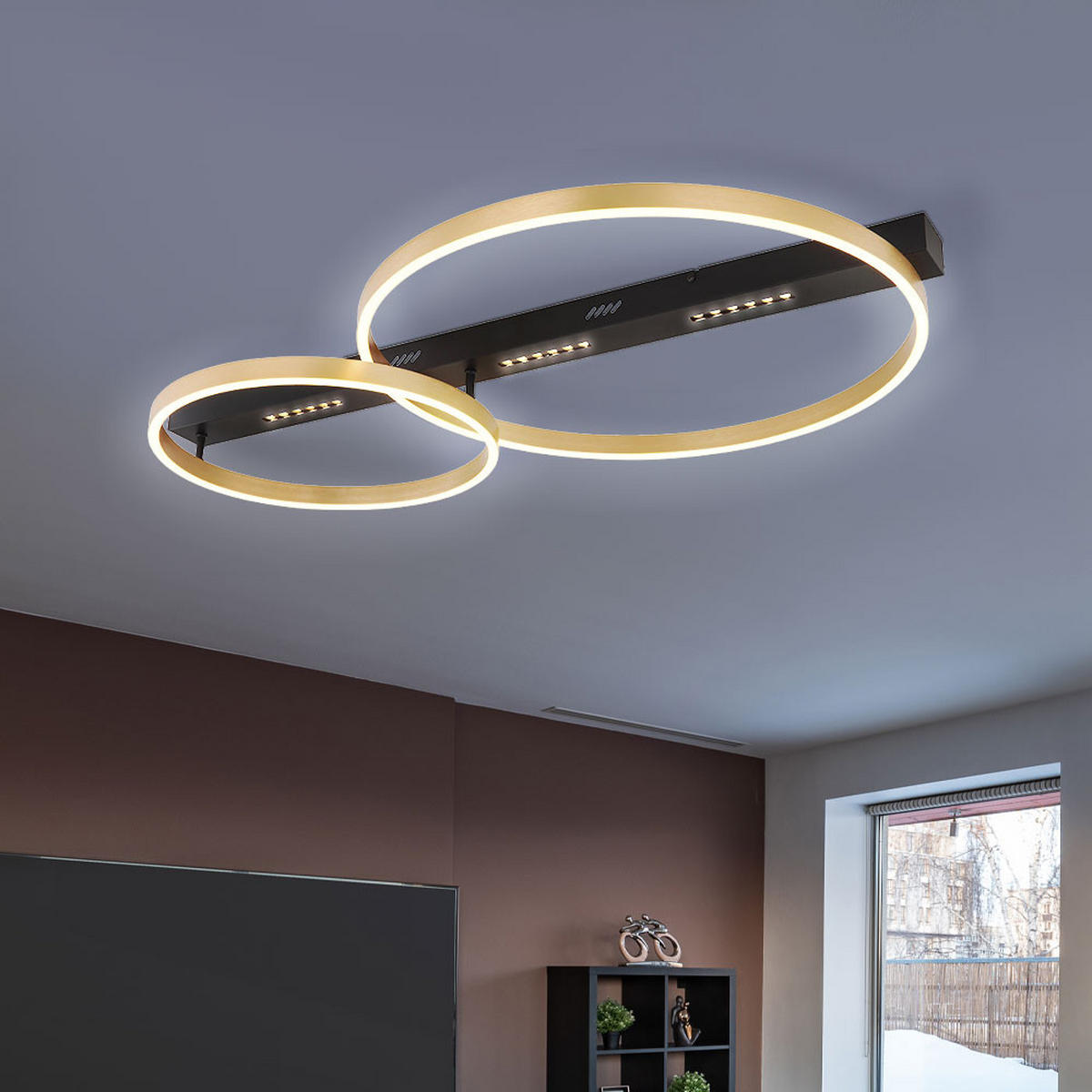 LED DECKENLEUCHTE Luffy Schwarz Gold - Schwarz, Metall (93/58.5/10.2cm) - Globo Lighting