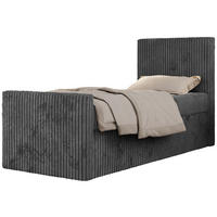 JUGENDBETT TILIO DUO 90/200 - Grau Cord - H3 - Rechts Seite - Grau, Textil (90/200cm) - MKS