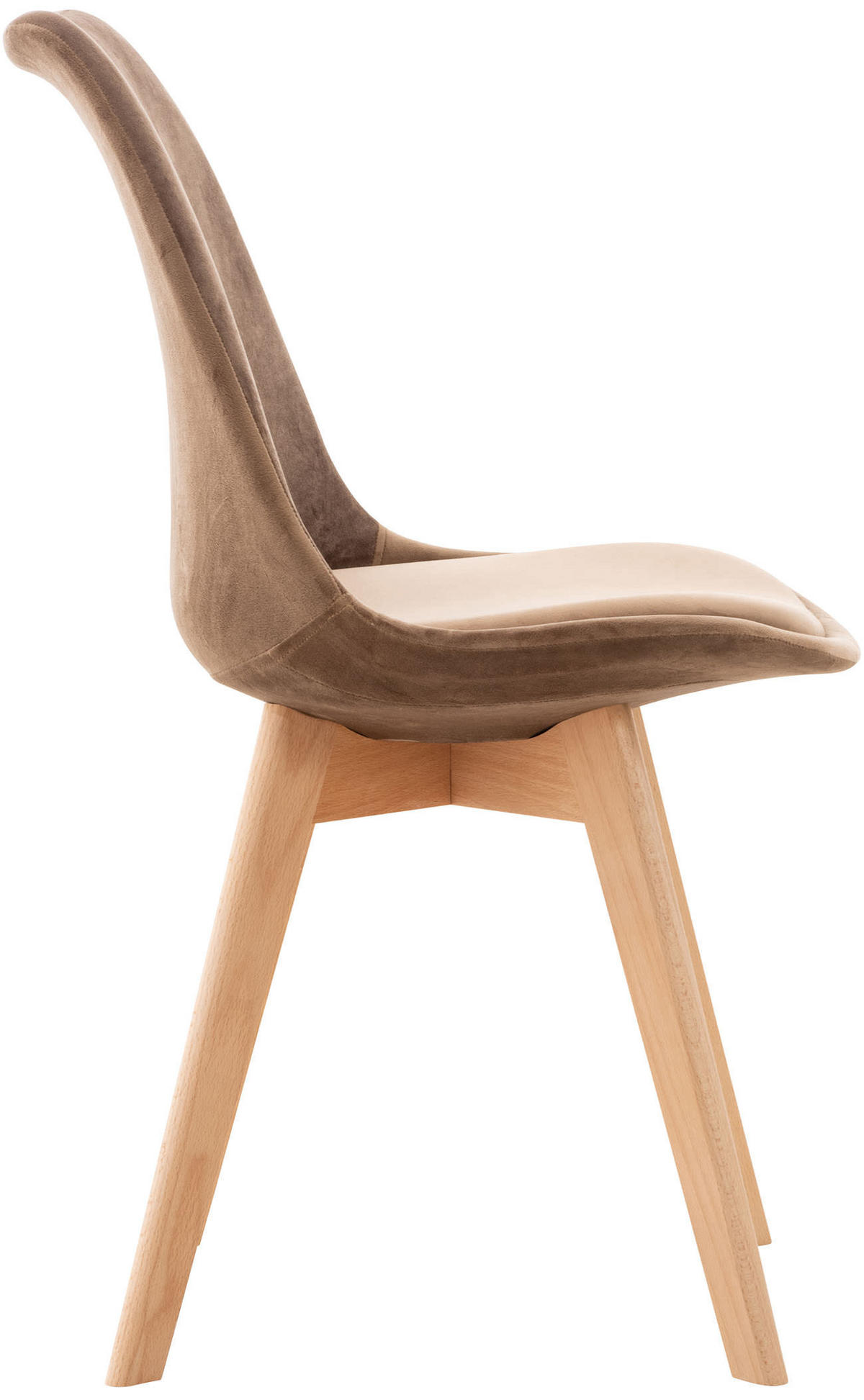 STUHL Samt braun - Eukalyptusholzfarben/Braun, Holz/Textil (49/83/50cm) - CLP