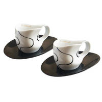 ESPRESSOTASSEN mit Untertassen Espressissimo 4 tlg. loop black - Goldfarben/Multicolor, Keramik (0.04L) - Luigi Colani Porzellan