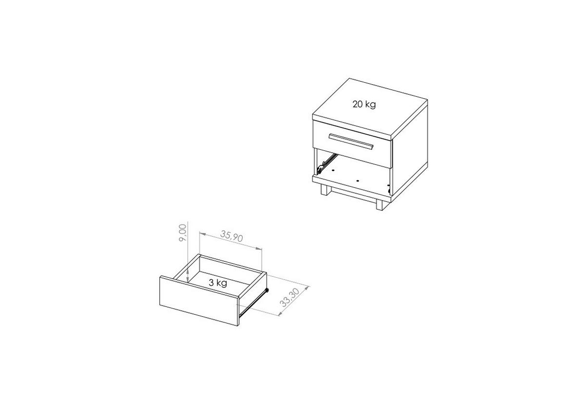 NACHTTISCH Zonda mit zwei Schubladen Artisan - Schwarz/Eiche Artisan, Holzwerkstoff/Kunststoff (45/46/40cm) - Ravio